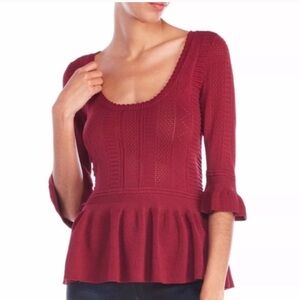 Torn by Ronny Kobo Mauve Kimberly Peplum Knit Top